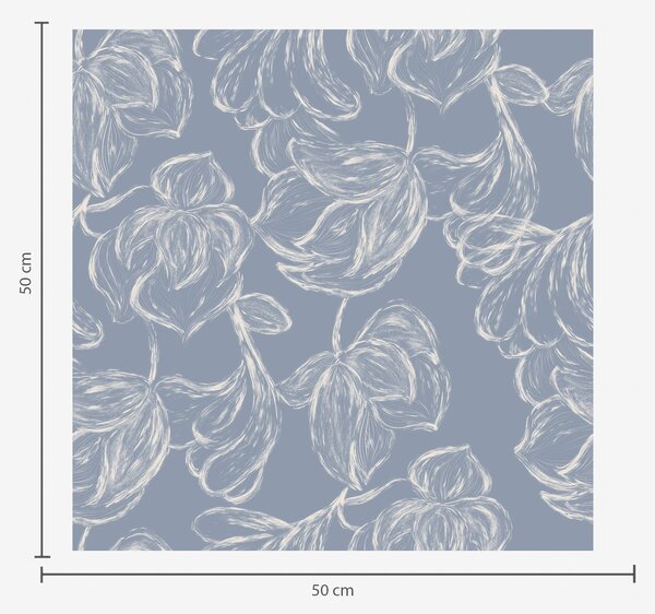 Carta da parati Sfondo azzurro con fiori dai contorni gessati, Parati fiori e piante classici, a00625v3 : Uwalls.it