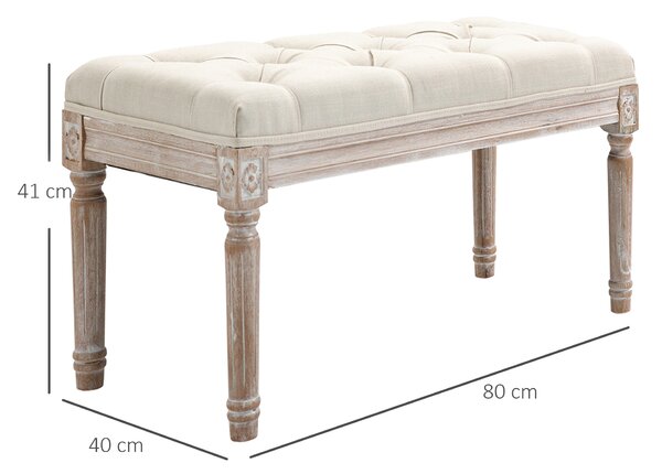 HOMCOM Panca Fondo Letto Imbottita con Rivestimento Effetto Lino e Gambe in Legno, Ottomana per Camera da Letto e Ingresso Beige|Aosom
