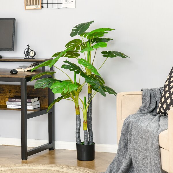 HOMCOM Monstera Pianta Artificiale per Interno ed Esterno, Pianta Finta Realistica con 20 Foglie, 120cm|Aosom