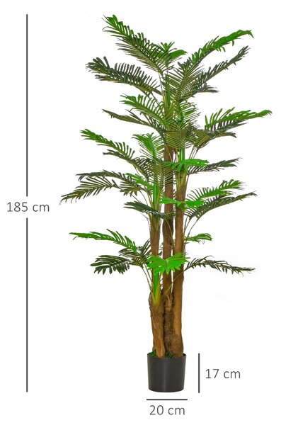 HOMCOM Palma Artificiale 185cm in Vaso con 42 Foglie, Pianta Finta Realistica per Interno ed Esterno|Aosom