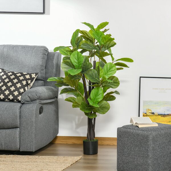 HOMCOM Ficus Artificiale 130cm per Interni ed Esterni, Pianta Artificiale Realistica con 78 Foglie|Aosom