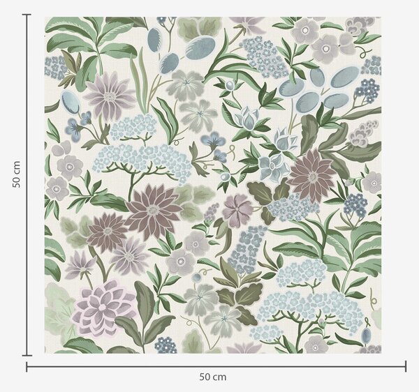 Carta da parati Fiori e foglie dai colori pastello in una palette blu menta, Parati fiori e piante classici, a00642 : Uwalls.it