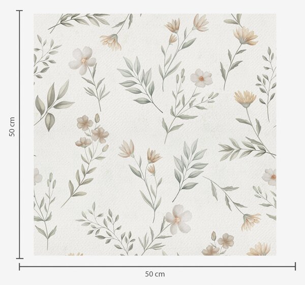 Carta da parati Piccoli ramoscelli e fiori acquerellati su sfondo chiaro, Parati fiori e piante classici, a00665 : Uwalls.it