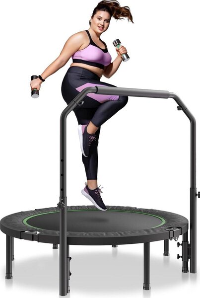 Mini trampolino fitness pieghevole da 52" per adulti con maniglia