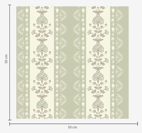 Carta da parati Ornamento a strisce con colonne floreali nei toni del salvia, Parati fiori e piante classici, a00719 : Uwalls.it