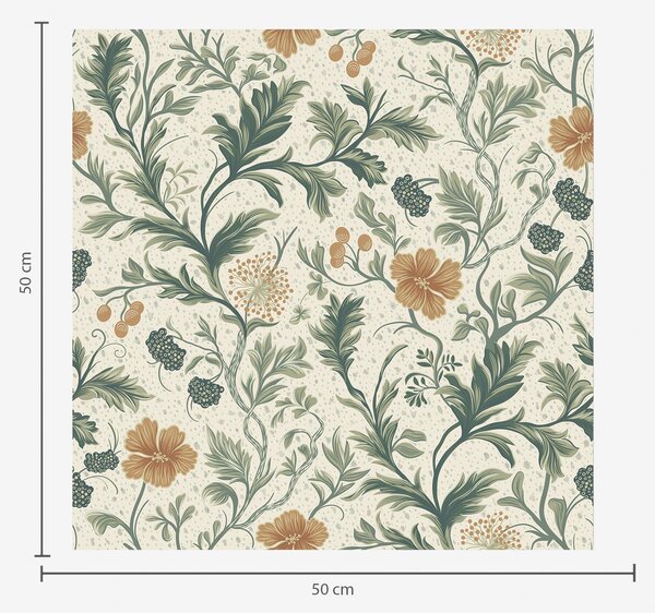 Carta da parati Rami sottili con fiori e bacche su sfondo granuloso, Parati fiori e piante classici, a00744 : Uwalls.it