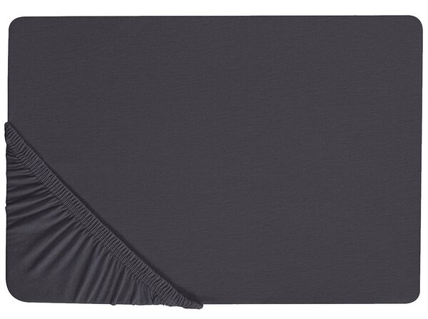 Lenzuolo con angoli cotone nero 90 x 200 cm coprimaterasso elasticizzato modello classico a tinta unita camera da letto classica Beliani