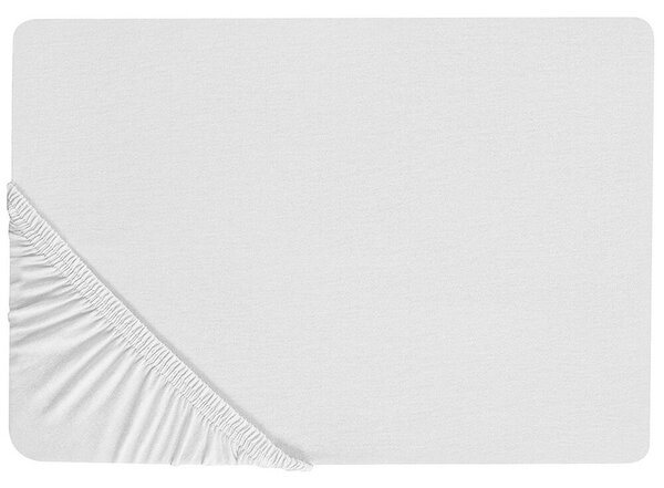 Lenzuolo con angoli cotone bianco 90 x 200 cm coprimaterasso elasticizzato modello classico a tinta unita camera da letto classica Beliani