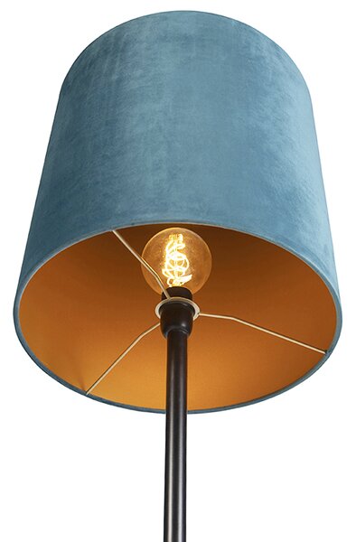 Lampada da terra con paralume in velluto nero blu con oro 40 cm - Simplo