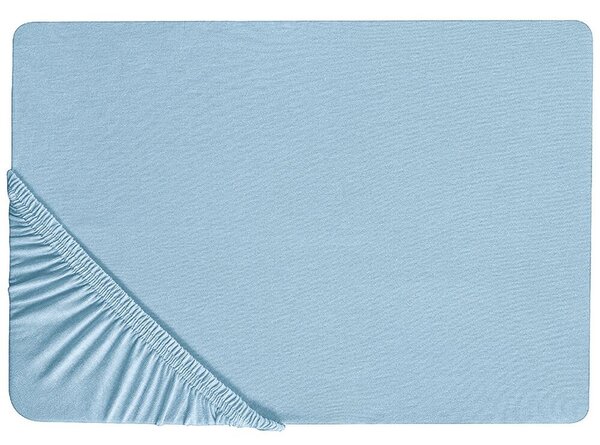 Lenzuolo con angoli cotone azzurro 90 x 200 cm coprimaterasso elasticizzato modello classico a tinta unita camera da letto classica Beliani