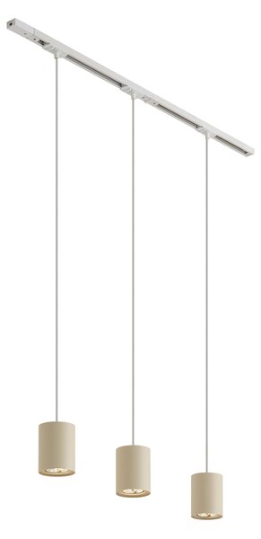 Sistema di illuminazione a binario moderno con 3 luci a sospensione bianco con beige monofase - Iconic Holt