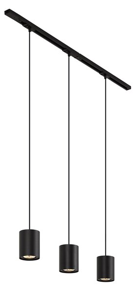 Sistema di illuminazione a binario moderno con 3 luci a sospensione nero 1 fase - Iconic Holt