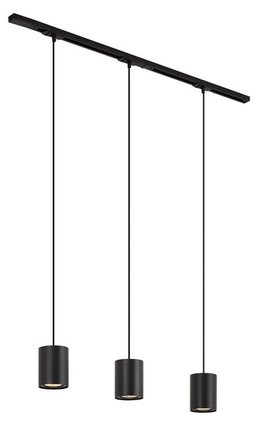 Sistema di illuminazione a binario moderno con 3 luci a sospensione nero 1 fase - Iconic Holt