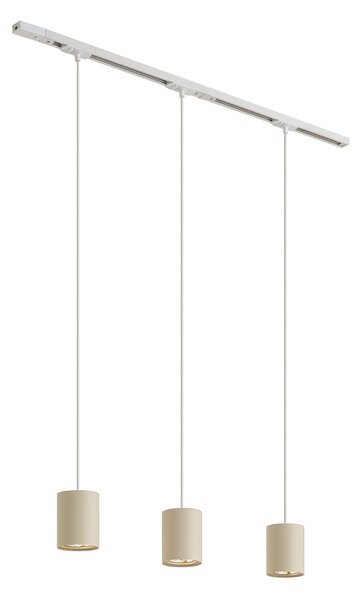 Sistema di illuminazione a binario moderno con 3 luci a sospensione bianco con beige monofase - Iconic Holt