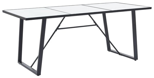 Tavolo da Pranzo Bianco 180x90x75 cm in Vetro Temperato