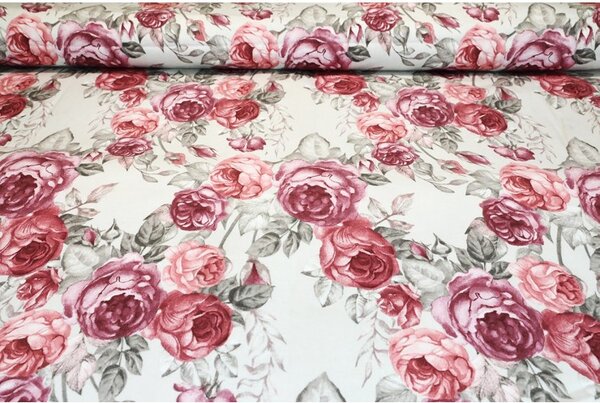 Tessuto di cotone Flanella Rose rosa, h. 145 cm
