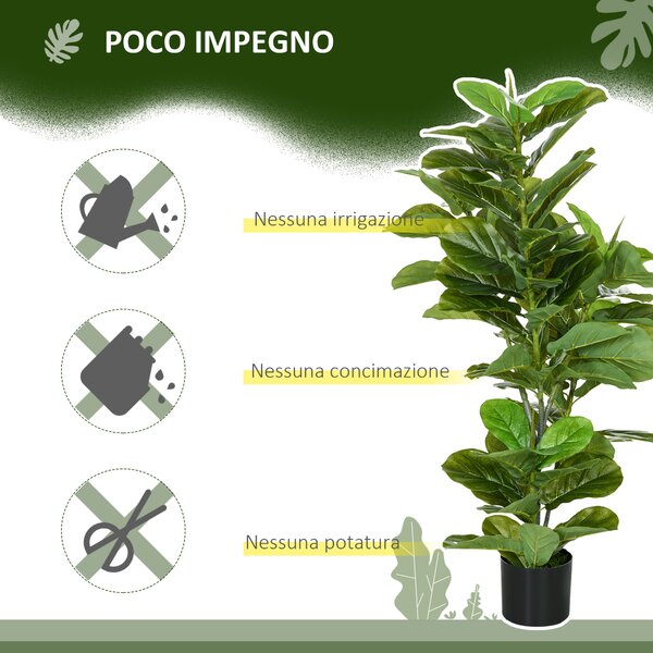 HOMCOM Ficus artificiale, con 90 foglie e vaso per soggiorno, 110 cm, Verde | Aosom Italy
