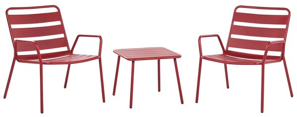 Set bistrot rosso 2 sedie 1 tavolo in acciaio antiruggine resistente all'acqua Beliani