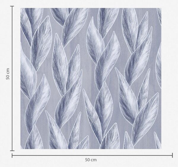 Carta da parati Foglie blu-argento su sfondo grigio-blu, motivo grafico, Parati natura classici, Parati natura foglie classici, a00627 : Uwalls.it