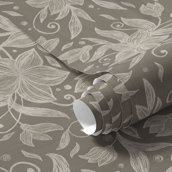 Carta da parati Fiori lineari leggeri, volute decorative, Parati fiori e piante classici, a00630v1 : Uwalls.it