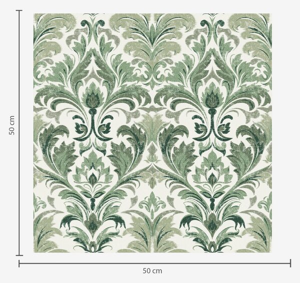 Carta da parati Damasco verde con texture in rilievo su sfondo chiaro, Parati stile orientale classici, a00692 : Uwalls.it