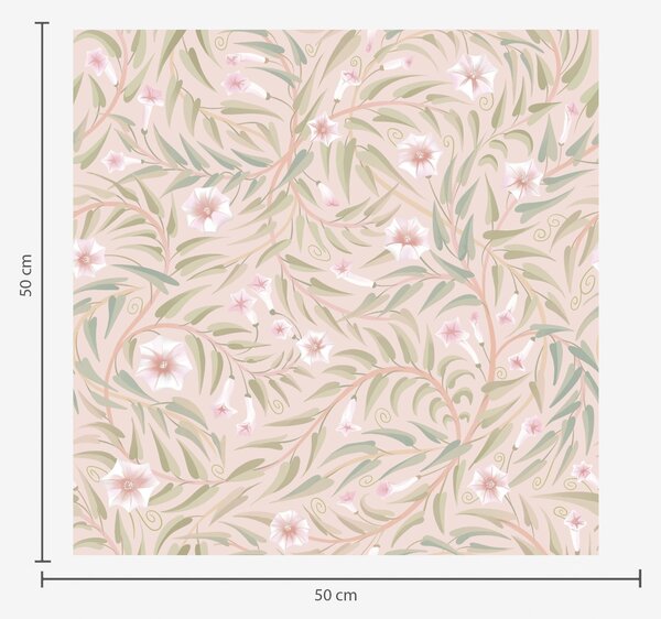 Carta da parati Delicati fiori rosa e foglie morbide su uno sfondo pastello, Parati fiori e piante classici, a00788 : Uwalls.it