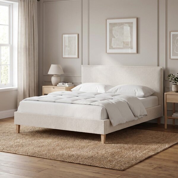 Letto matrimoniale imbottito crema con griglia 200x200 cm Tina - Ropez