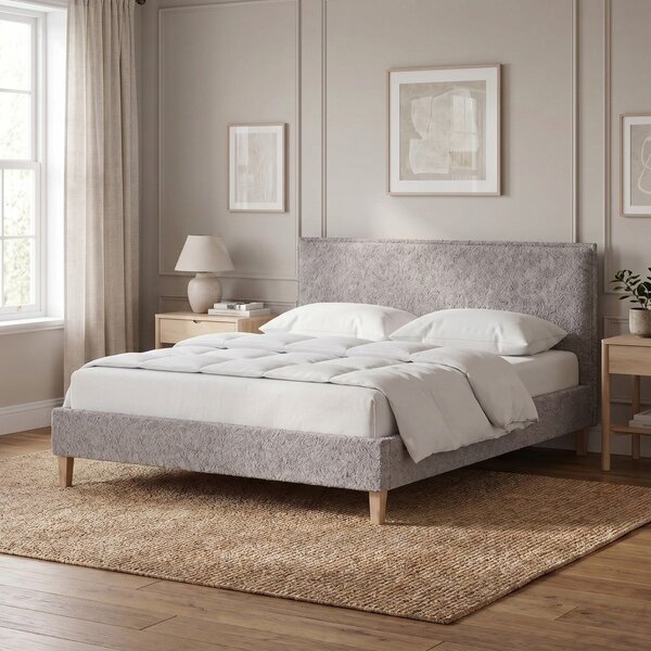 Letto matrimoniale imbottito grigio con griglia 160x200 cm Tina - Ropez