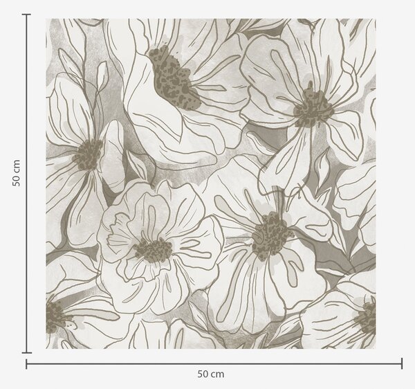Carta da parati Fiori lineari in una palette monocromatica beige-grigio, Parati fiori e piante classici, a00636 : Uwalls.it