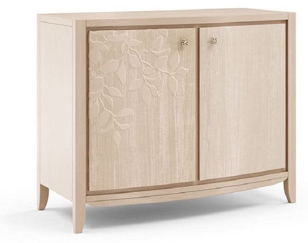 MOBILI 2G - MADIA CREDENZA DECORO IN LEGNO MASSELLO 2 PORTE NATURALE L.125  P.50 H.100