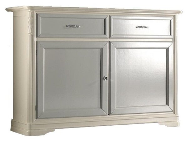 MOBILI 2G - MADIA CREDENZA LEGNO 2 ANTE SCORREVOLI BIANCO 200x50X90