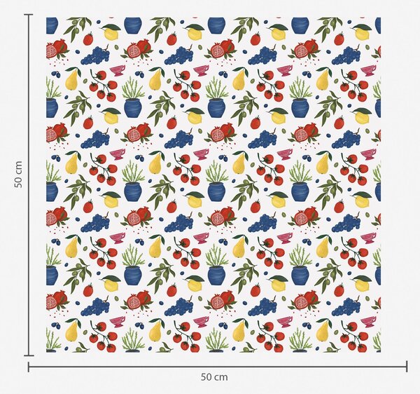 Carta da parati Motivo botanico con frutta dai colori vivaci su sfondo bianco, Parati classici Cibo e bevande, a00637v1 : Uwalls.it