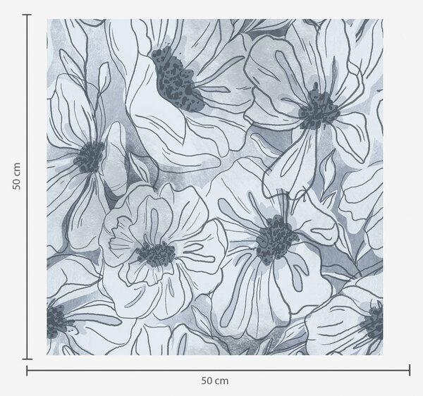 Carta da parati Fiori lineari in una fresca palette di grigio-blu, Parati fiori e piante classici, a00636v2 : Uwalls.it