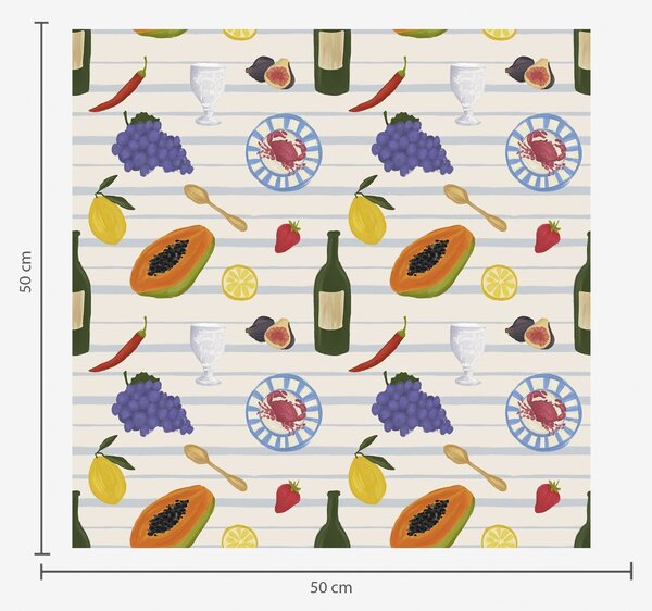 Carta da parati Stampa da cucina con frutta, bicchieri e piatti, Parati classici Cibo e bevande, a00638 : Uwalls.it