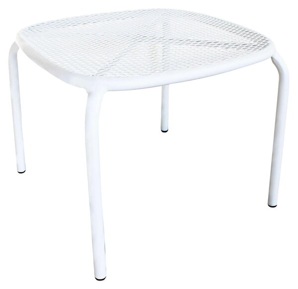 Tavolino basso 40x40 cm impilabile da giardino con struttura in acciaio Local - White