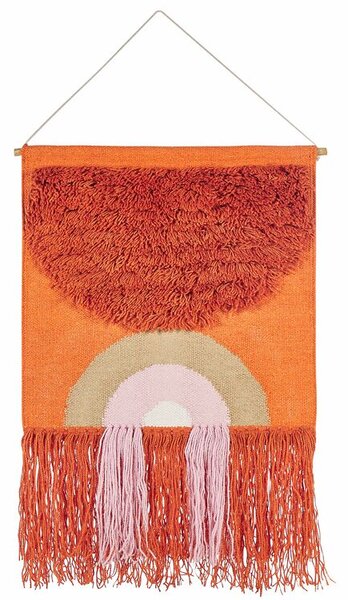Decorazione da parete fatta a mano cotone e lana arancione e multicolore soggiorno camera da letto Beliani