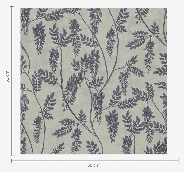Carta da parati Rami con fiori scuri su sfondo grigio-beige, Parati fiori e piante classici, a00672 : Uwalls.it