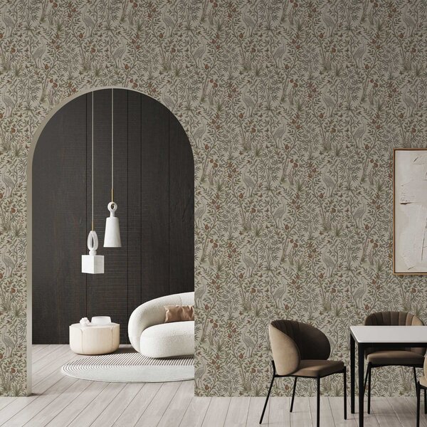 Carta da parati Uccelli tra i melograni in un ambiente naturale, Parati fiori e piante classici, a00699 : Uwalls.it