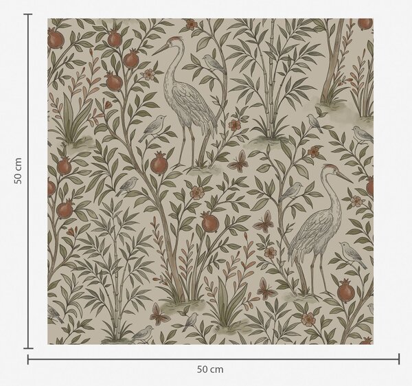 Carta da parati Uccelli tra i melograni in un ambiente naturale, Parati fiori e piante classici, a00699 : Uwalls.it
