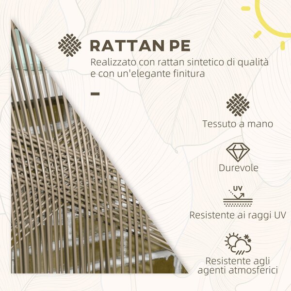 Outsunny Set Tavolino e Sedie da Giardino 3 Pezzi in Rattan PE e Acciaio con 2 Sedie Moderne e 1 Tavolino da Caffè, Grigio|Aosom