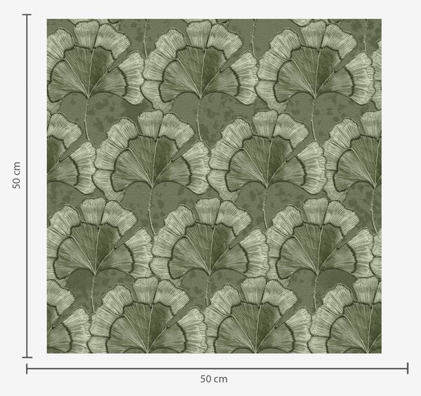 Carta da parati Motivo grafico con ginkgo in una fresca palette di verde, Parati natura classici, Parati natura foglie classici, a00709 : Uwalls.it