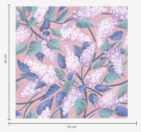 Carta da parati Delicati fiori lilla su sfondo rosa, atmosfera primaverile, Parati fiori e piante classici, a00797 : Uwalls.it