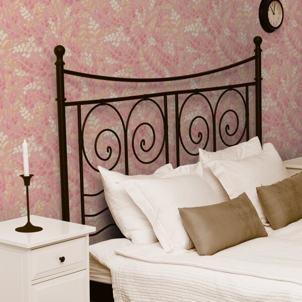Carta da parati Delicato fogliame rosa-pesca con un leggero luccichio di colore, Parati fiori e piante classici, a00799 : Uwalls.it