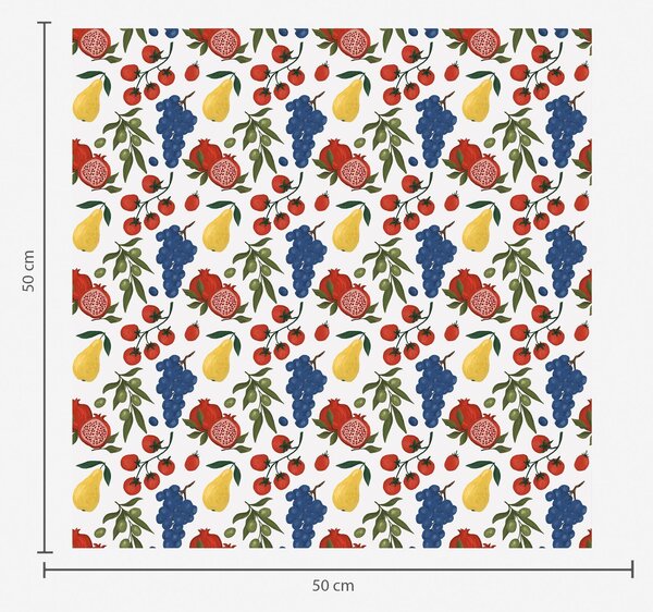 Carta da parati Frutta succosa: melograni, uva, pere su sfondo bianco, Parati classici Cibo e bevande, a00801 : Uwalls.it