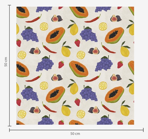 Carta da parati Papaya, uva e limoni: un mix di frutta dai colori vivaci, Parati classici Cibo e bevande, a00803 : Uwalls.it