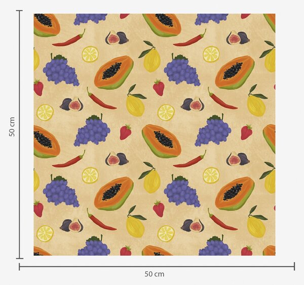 Carta da parati Papaya, agrumi e frutti di bosco su uno sfondo ricco e caldo, Parati classici Cibo e bevande, a00803v1 : Uwalls.it