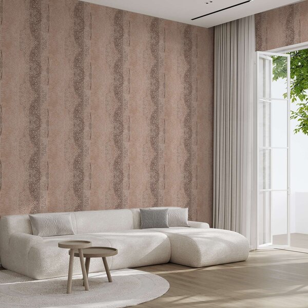 Carta da parati Motivo geometrico ondulato in una palette di colori beige-marrone chiaro, Parati astratta classici, a00804 : Uwalls.it