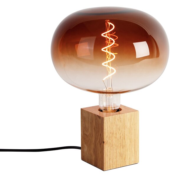 Landelijke tafellamp hout naturel incl. LED G220 - Bloc