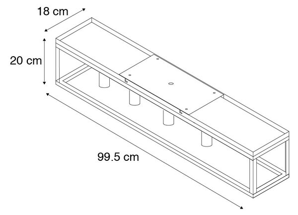 Lampada da soffitto intelligente nera 99,5 cm incl. 4 WiFi A60 - Cage