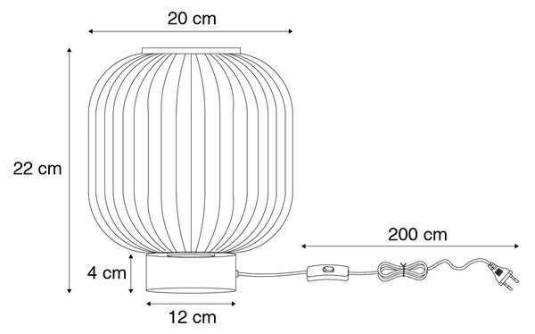 Lampada da tavolo Art Déco nera con vetro fumé e cavo E27 incluso - Karel